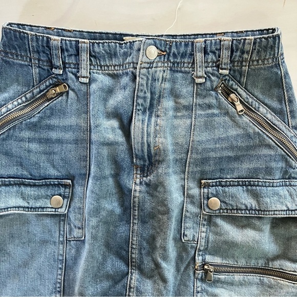 Free People Cargo Avenue Denim Utility Mini Skirt size 29 - Picture 4 of 8